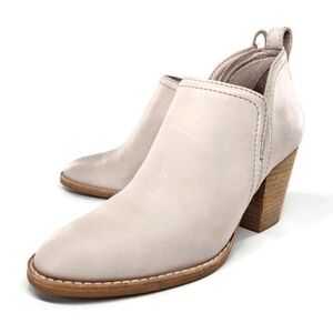 Jeffrey Campbell Rosalee Cream Leather Low Notched Shaft Pull-On Block Heel Boot